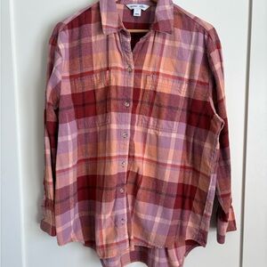 Old Navy Plaid Boyfriend Shirt in Red and Mauve